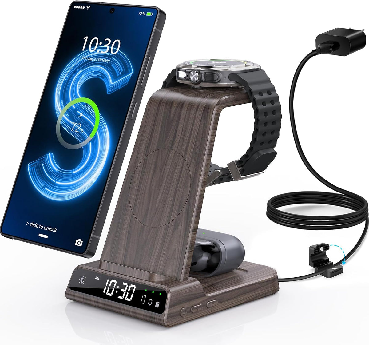 wireless charger for samsung s25 with clock 3, main product view
