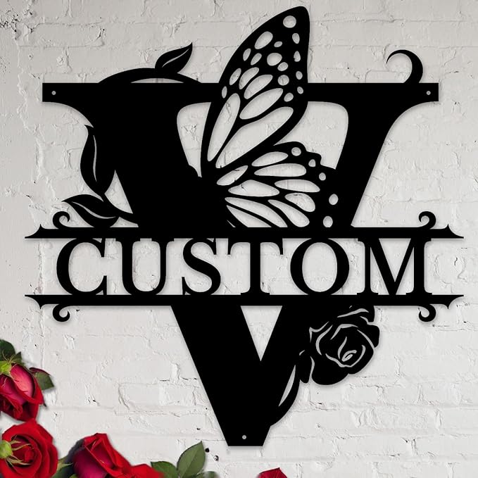 Personalized Custom Letter Name metal Signs, Custom Black Letter Monogram Wall by Casebrick