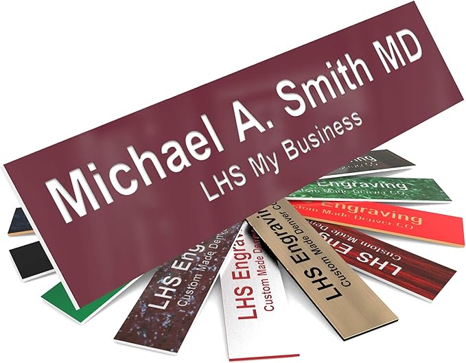 Engraved Custom Door Plate Burgundy Plastic Office Door Sign by LHS+My+Business