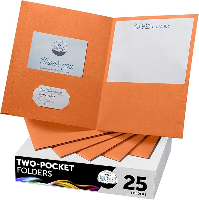 FILE-EZ Two-Pocket Folders, Textured Paper, Letter Size by FILE-EZ
