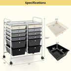 Giantex 12 Drawer Rolling Storage Cart Tools Scrapbook Paper Office School - Image 3