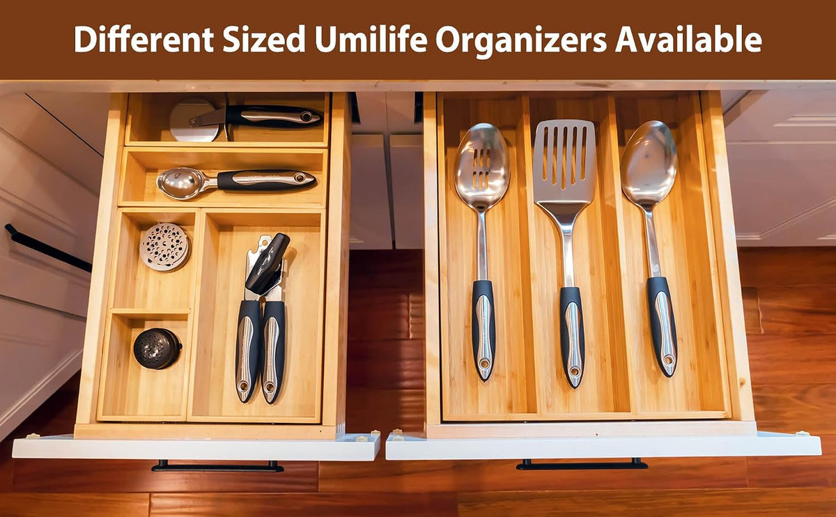 Umilife Drawer Organizer Storage Boxes, 2.5" High Bamboo Drawer Dividers...