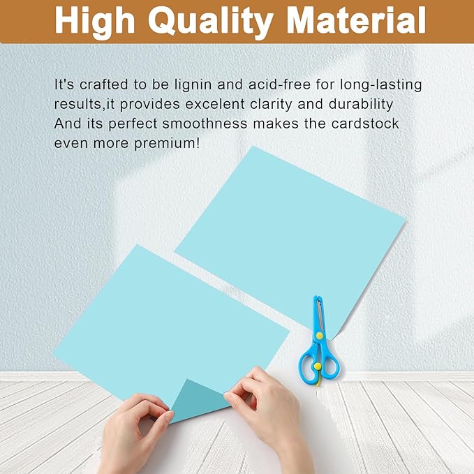 Silunkia 28 Sheets Light Blue Cardstock 8.5 x 11 Scrapbook Paper, 250gsm/92lb - Image 4