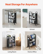 VEVOR Rolling Library Book Cart, 330 lbs Capacity, 30.3 x 15 x 48.0-Inch - Image 8