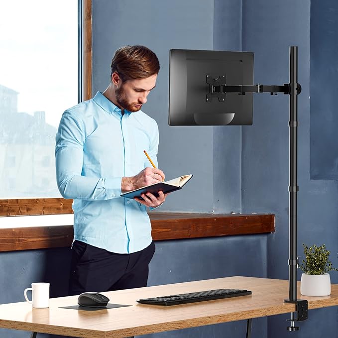WALI Single Monitor Stand Desk Mount, 39 inch Tall Monitor Stand Fully - Image 3
