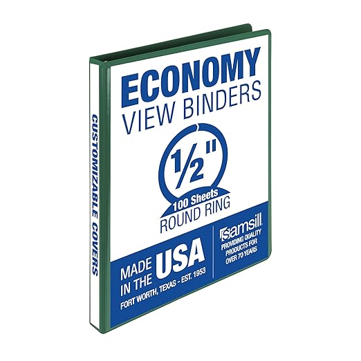 Samsill 0.5 Inch 3 Ring Binder, Made in USA, Economy Round Ring, 100 Sheet by Samsill