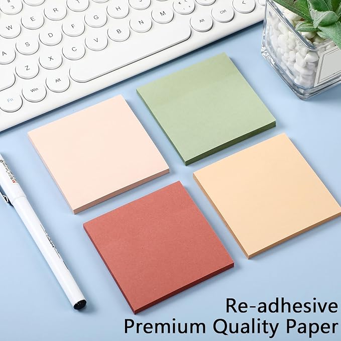 Thenshop 12 Pads Retro Sticky Notes 3''x3'', Self Stick Notes Pads Retro Office - Image 4