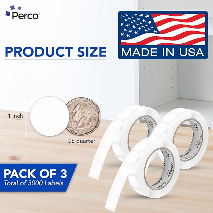 Perco White 1-Inch Round Circle Dot Sticker Labels - Image 2