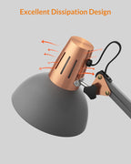 lepower metal adjustable desk lamp with clamp, swing, front angle view