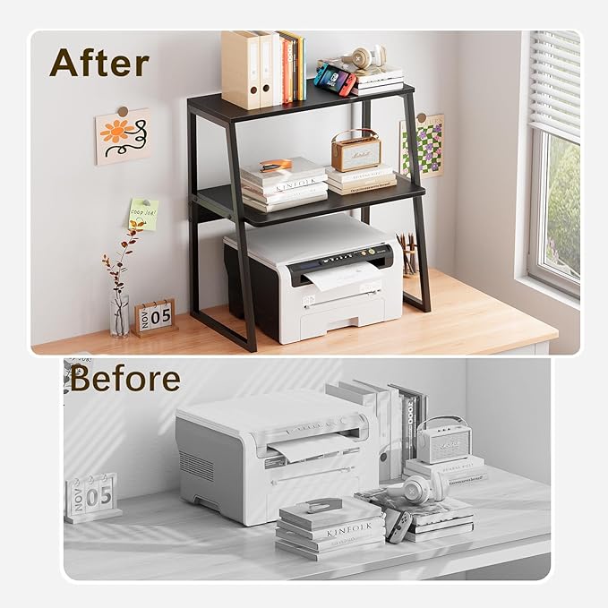 Arbuxzuy Printer Stand, Desktop Printer Shelf, 3 Tier Desk Shelf - Image 4
