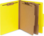 Blue Summit Supplies 10 Classification Folders, 2 Divider, Yellow | Heavy-duty, 2 in expansion, 2 prong fasteners, 2 dividers, 6 sections, for medical, legal, and personnel files