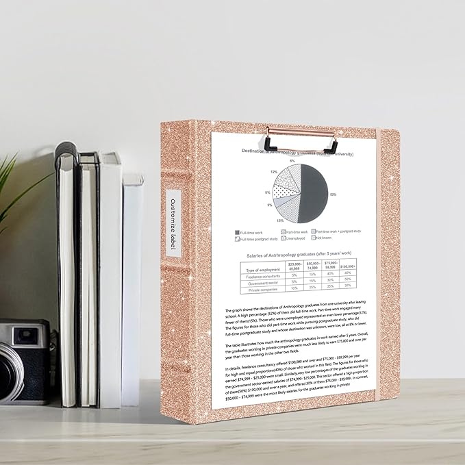 Ospelelf 3 Ring Binder with Clipboard, 2 Inch Leather, Letter Size Dividers - Image 2