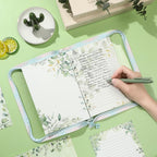 100 Sheets Sage Green A5 Planner Inserts - 120GSM Thick Greenery Refill Paper for A5 6-Ring Binder, Eucalyptus Leaves 6 Hole Loose Leaf Sheets for Journal Diary Notebook Budget Creative Planning