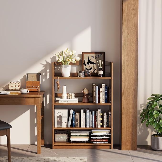 AnywaysWood 4 Tier Solid Wood Open Shelf Bookcase, Modern Wooden Display - Image 6