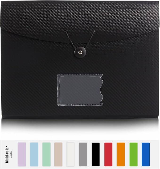 Nicfaec Expanding File Folder, 13 Pockets, Polypropylene - Image 2