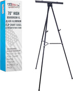 U.S. Art Supply 70" High Boardroom XL Black Aluminum Flip Chart Easel & by USArtSupply