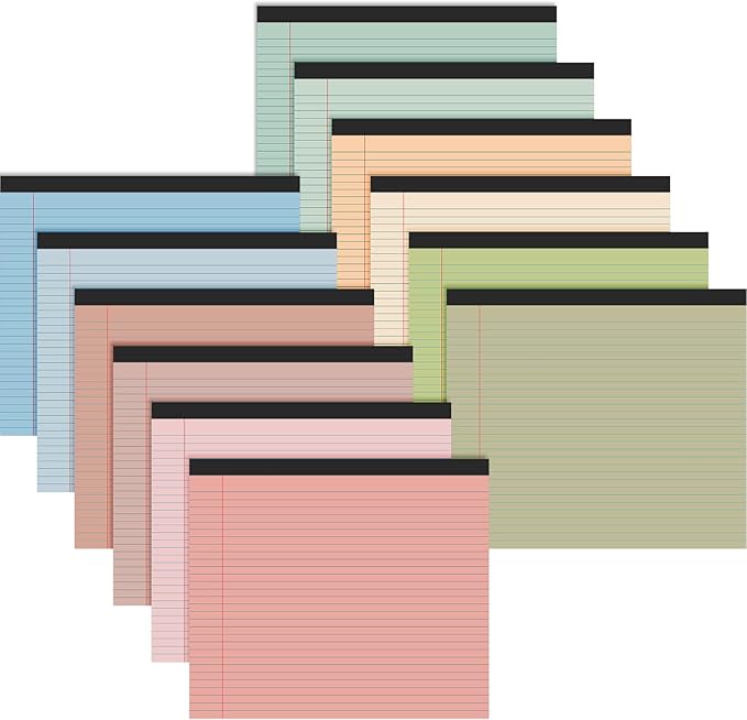Lincia 12 Pcs 11" x 9.5" Legal Pads College Ruled Notepad Landscape Notebook by Lincia