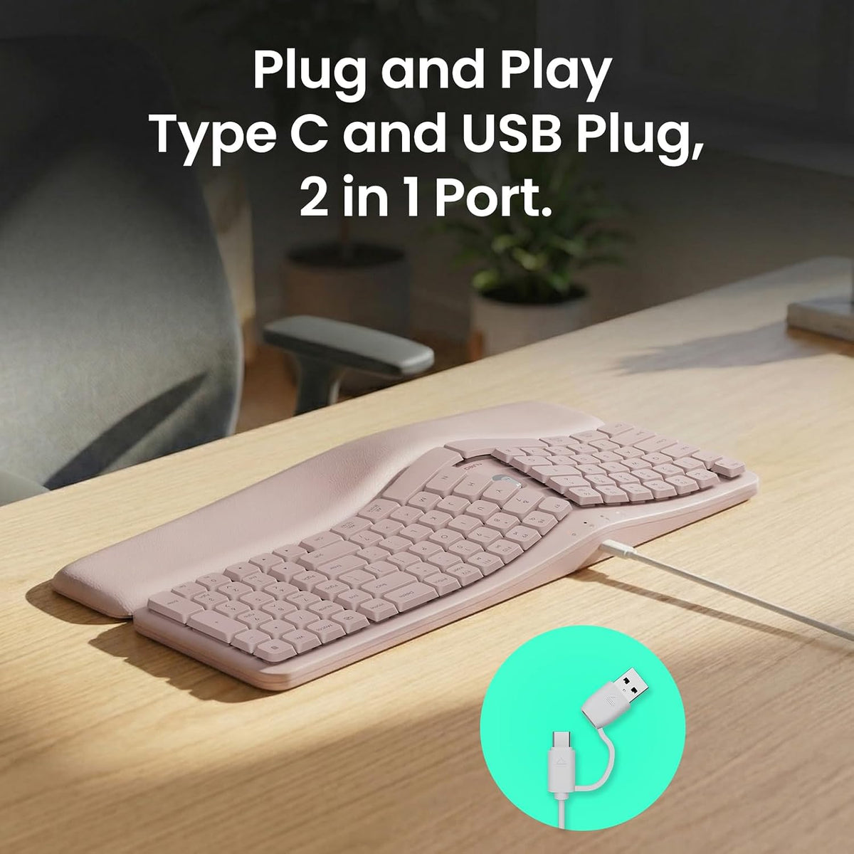 Nulea Ergonomic Keyboard, Wired Keyboard with Split Design and Palm Rest, Vol...