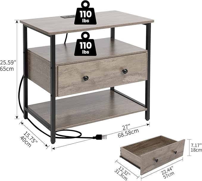 Edbuosy 27 Inch Wide Night Stand - Image 3