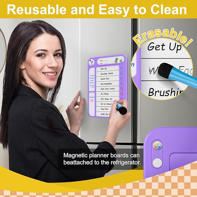 2-Pack Magnetic Chore Chart for Kids, ADHD Task Tracker Easy-Check Routine Dry - Image 6