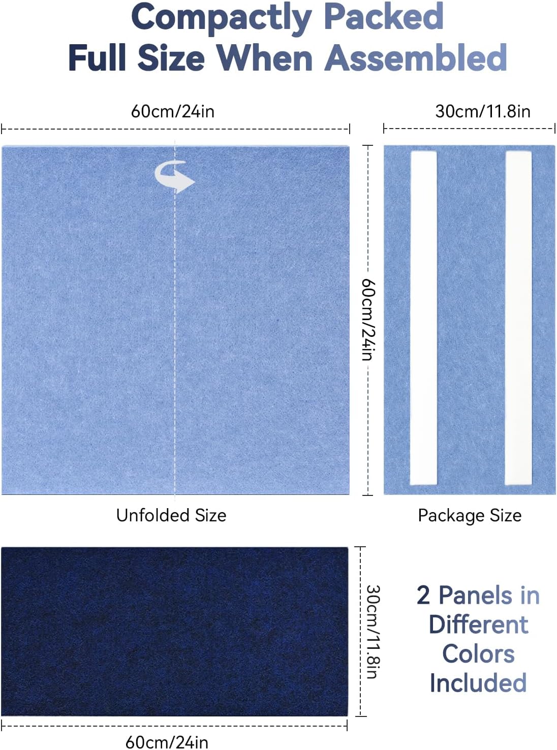 Two-Tone Felt Bulletin Board, 23.6 x 35.4 Decorative Pin Board, Ocean Mist