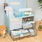 QIYVLOS Desk Organizer with 3 Drawer, Desk Organizers and Storage with 8 - Image 2