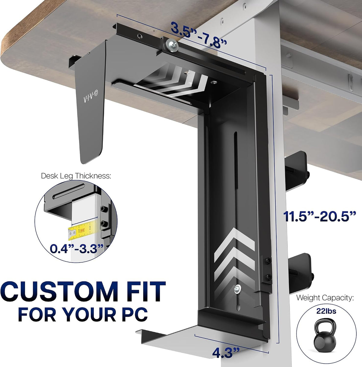 VIVO Black Clamp-on Desk Leg PC Mount, MOUNT-PC01C