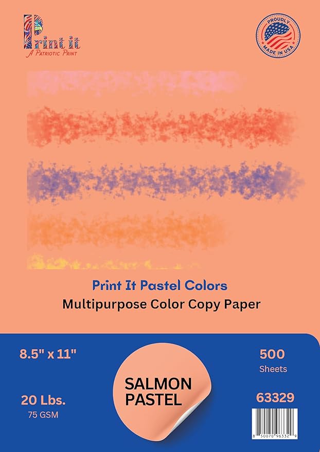 Printit Colors Multipurpose Paper, 20 lbs., 8.5" x 11", 500 Sheets/Ream – by Unknown