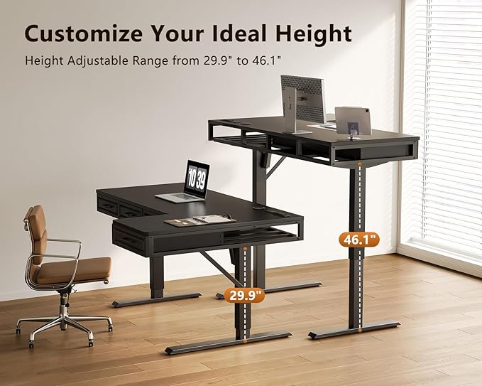OffiGo L Shaped Electric Standing Desk - Image 5