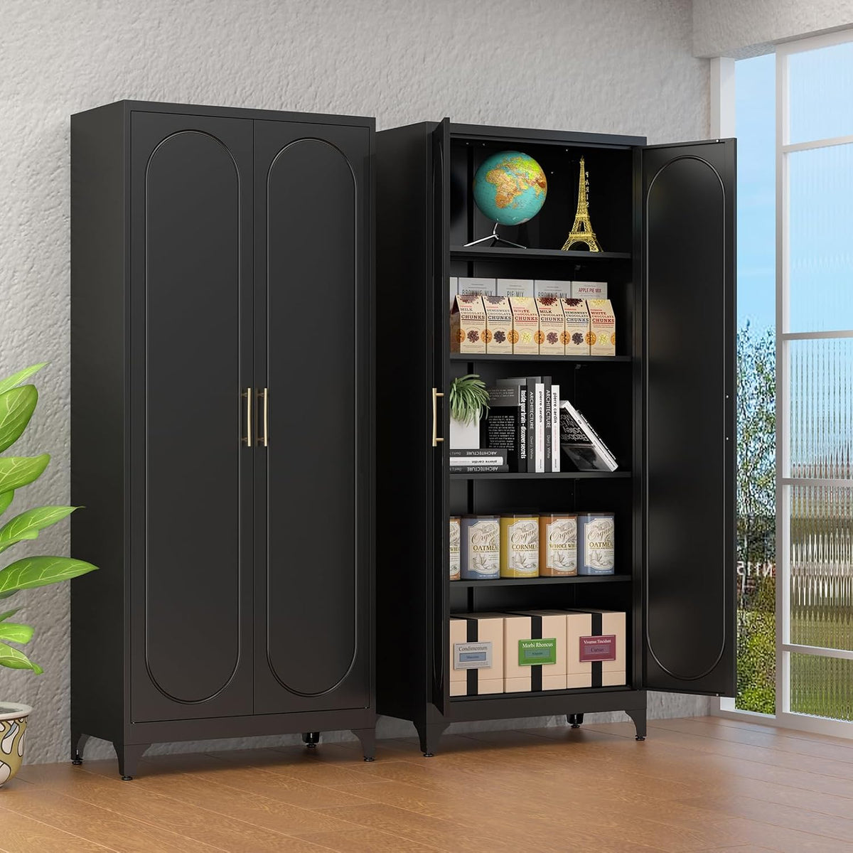 polup 75" tall metal kitchen pantry storage cabinet, view 9