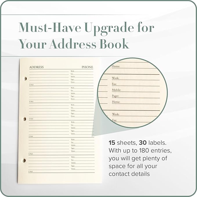 Gallery Leather Address Book Refill Replacement Pages - Image 3