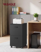 vasagle 2-drawer file cabinet, small rolling filing cabinet, close-up detail