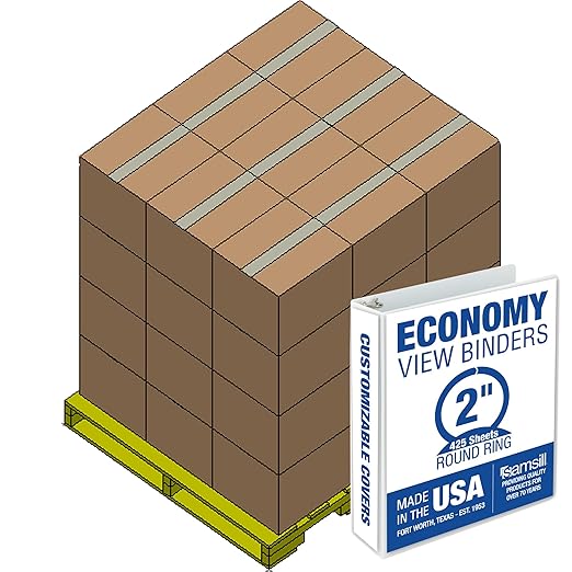 Samsill Economy 2 Inch 3 Ring Binder Bulk Pallet, Made in The USA, Round Ring by Samsill