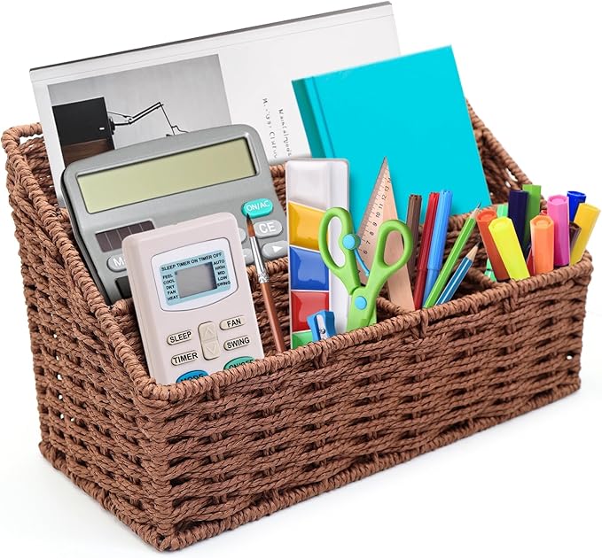Woven Mail Organizer for Desk Countertop, Mail Holder Sorter Storage Basket for by Oranwell
