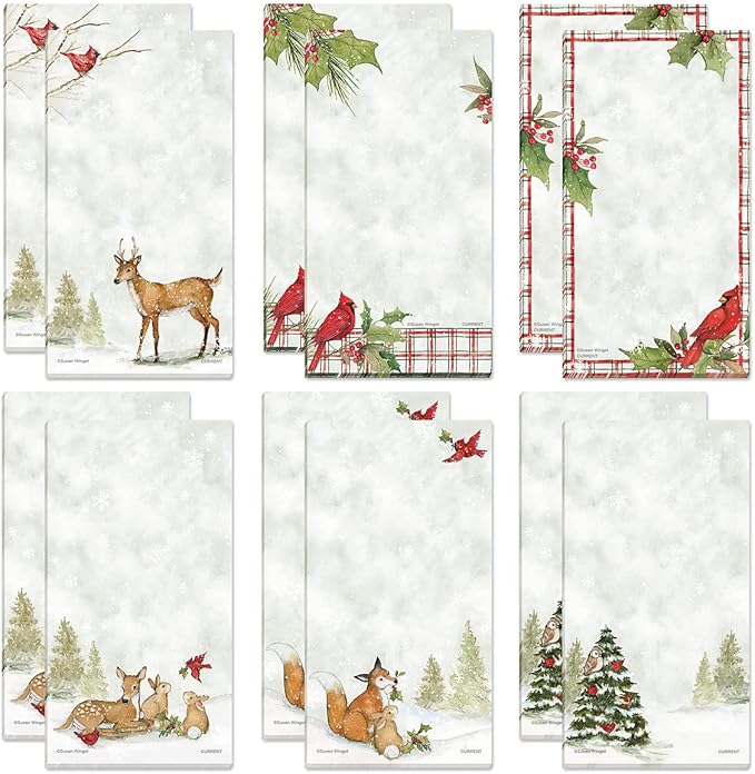 Current Peaceful Forest Holiday Magnetic Notepad Set – Set of 12 Memo Pads by Current