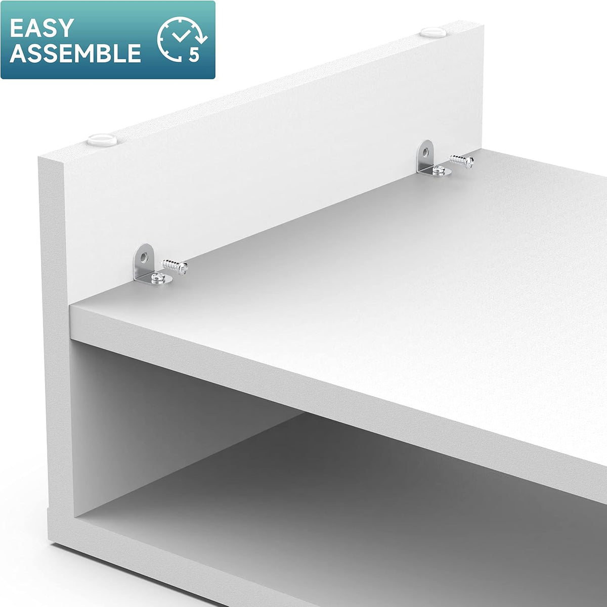 FITUEYES Wooden Monitor Stand Riser, 2-Tier Desk Storage Shelf, White