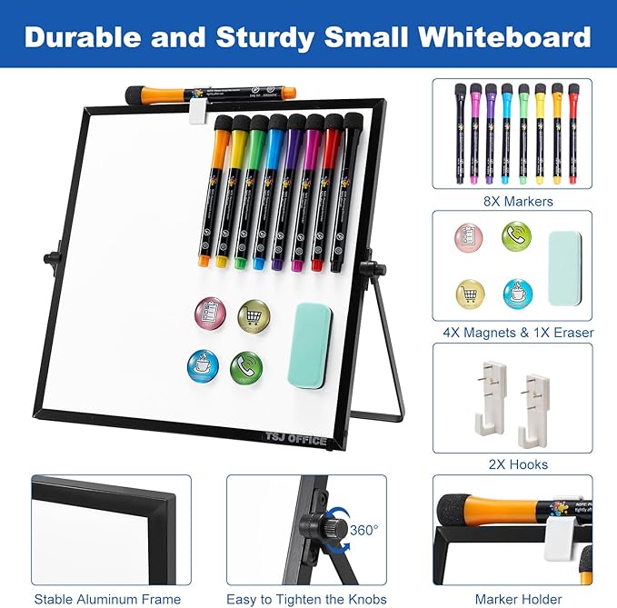 Small Magnetic Dry Erase Whiteboard – Mini Desktop Portable Easel Dry Erase - Image 2