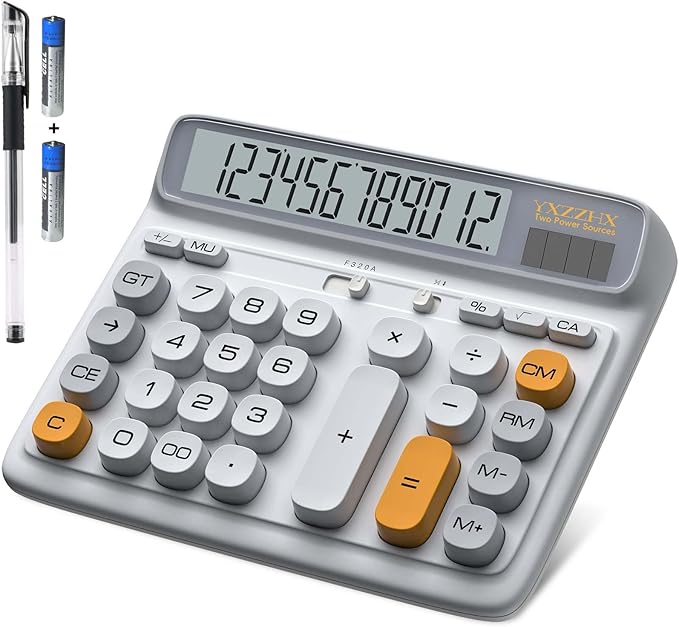 Desktop Calculator with Extra Large 5-Inch LCD Display, 12-Digit Two Way Power by yxzzhx
