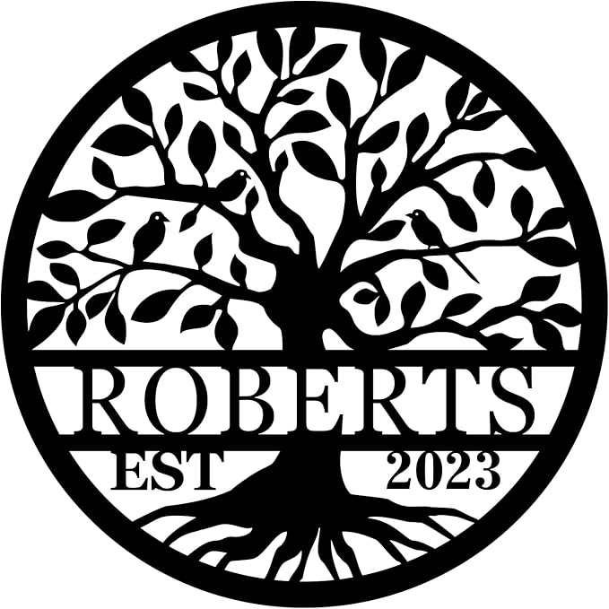 Personalized Tree of Life Metal Sign, Personalized Last Name Signs, Custom Name by HRZSIGNFC