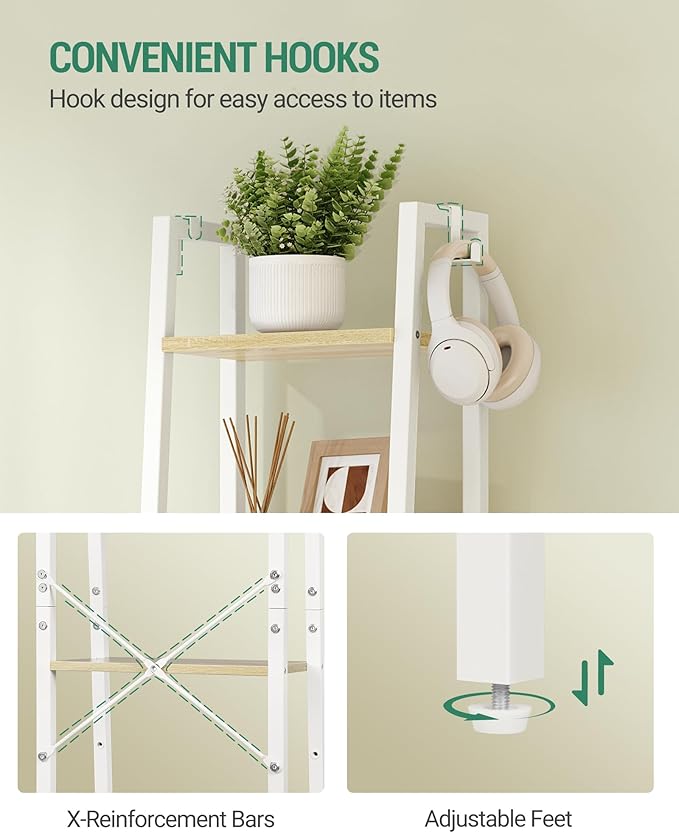 Hzuaneri Ladder Shelf, Bookshelf Bookcase, Freestanding Corner Storage Shelve - Image 3