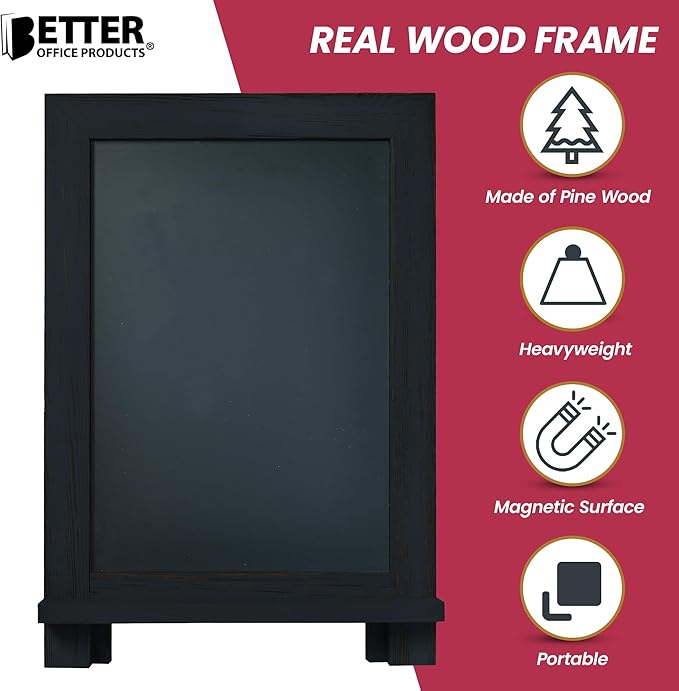 Framed Tabletop Chalkboard Sign, 9.5" x 14", Rustic Wood Frame, Small Magnetic - Image 4
