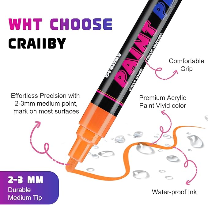 Craiiby Black Paint Pens Paint Markers - Image 2