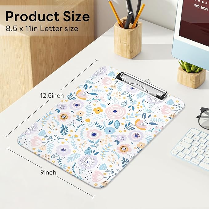 Luminzo Plastic Cute Clipboard Low-Profile Metal Clip, A4 Letter Size 9 x 12.5 - Image 2