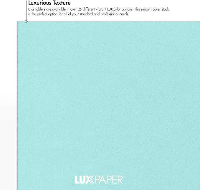 LUXPaper 9" x 12" Presentation Folders | Two Pocket | Seafoam Blue | 100lb. - Image 5