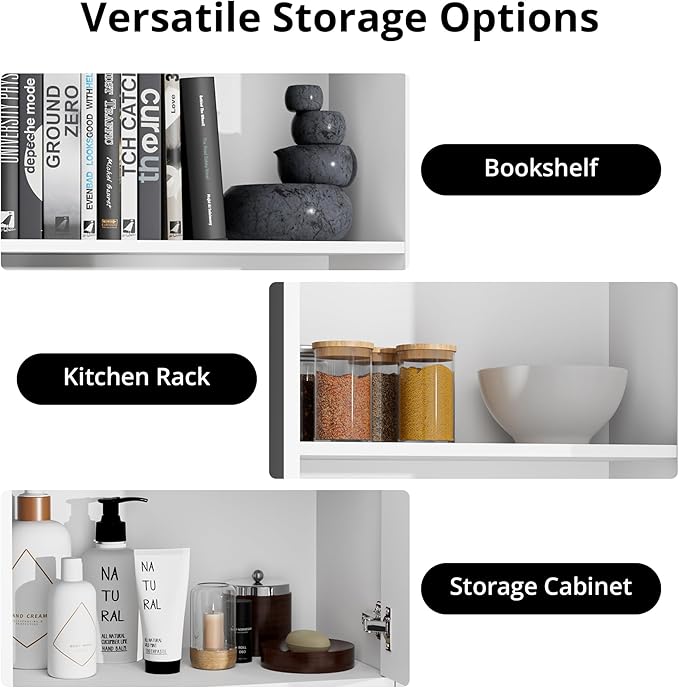 Cozy Castle Kitchen Pantry Cabinet, 4 Doors Open Countertop Utility Hutch - Image 6