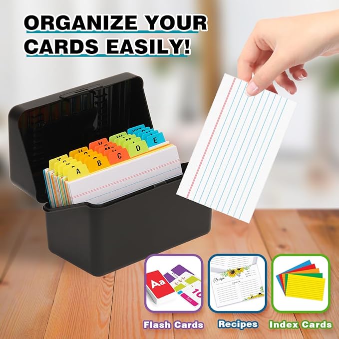 H4D 3x5 Index Card Holder with 100 Heavyweight Ruled Index Cards and 25 Plastic - Image 6