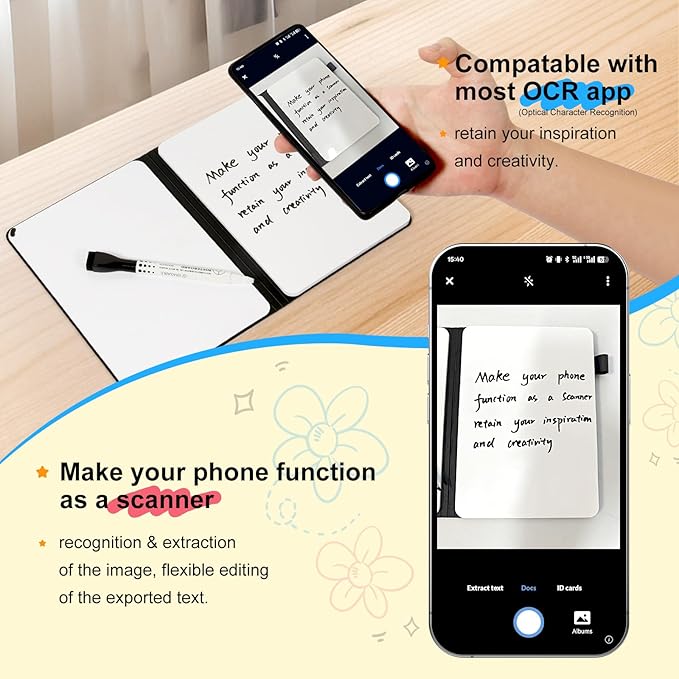 AGM Portable White Board Dry Erase Notebook, 8.4" x 6" Double Sided Folding - Image 5