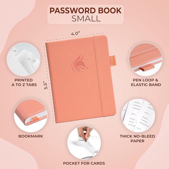 Clever Fox Password Book with alphabetical tabs. Internet Address Organizer - Image 2