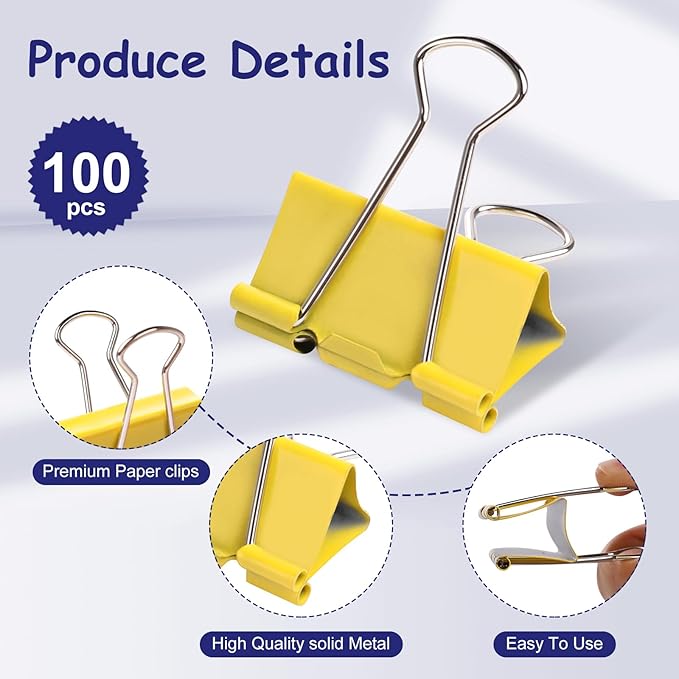 Ufmarine Large Binder Clips 1.6 Inch, Colored Big Paper Clips - Image 4