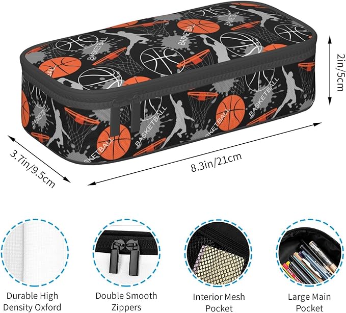 Basketball Fun Sport Ball Pencil Case Big Capacity Storage Pencil Pouch - Image 6